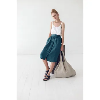 Dámská sukně TopMode Propínací midi sukně ze 100% lnu 533040