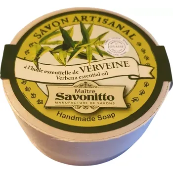 Mýdlo Maître Savonitto Přírodní řemeslné mýdlo v dřevěné krabičce Verbena Peeling 100 g
