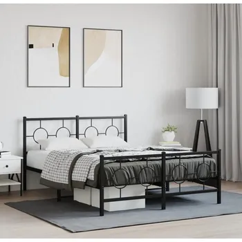 Postel vidaXL Kovový rám postele s hlavovým a nožním čelem 140 x 190 cm [376244] Barva: Černá