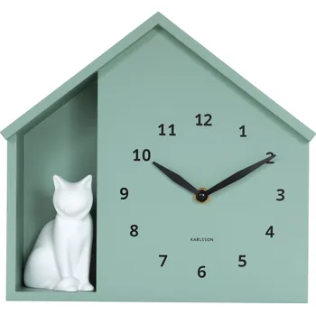 Hodiny Karlsson, Nástěnné hodiny Siting Cat, světle zelené - Formadore