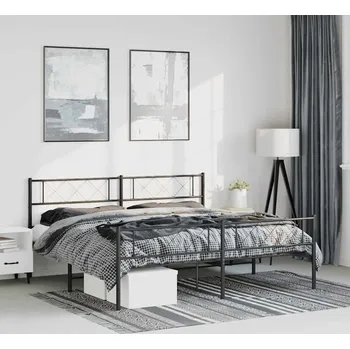 Ložnice vidaXL Kovový rám postele s hlavovým a nožním čelem 183 x 213 cm [372300] Barva: Černá