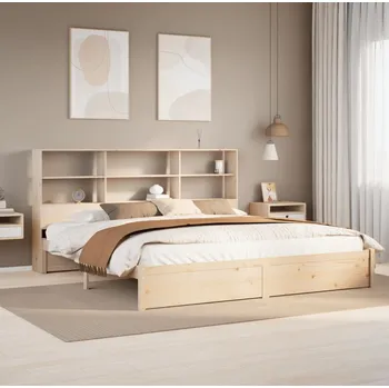 Ložnice vidaXL Postel s knihovnou bez matrace 180x200 cm masivní borovice [3322400] Barva: Přírodní