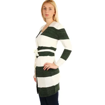 Dámský svetr TopMode Dlouhý pruhovaný svetr s páskem 295879