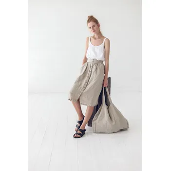 Dámská sukně TopMode Propínací midi sukně ze 100% lnu 533037