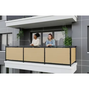 Krycí plachta Balkonová zástěna OSLO béžová, výška 100 cm, šířka různé rozměry MyBestHome Rozměr: 100x300 cm rozteč 50 cm