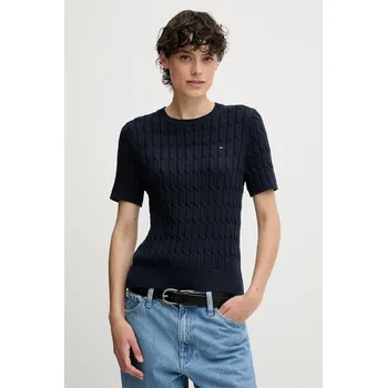 Pánský svetr Bavlněný svetr Tommy Hilfiger WW0WW45656 námořnická modř 59X, vel. XXXL