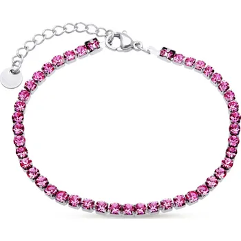 Náramek Náramek z chirurgické oceli s tmavě růžovými zirkony 2866-3