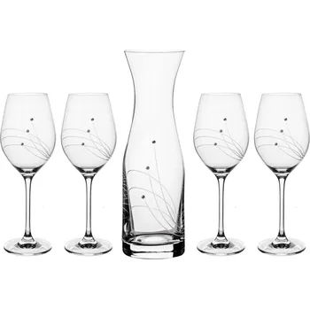Sklenice Bohemia Crystal Set na víno paprsky, karafa + 4 sklenice Swarovski, Preciosa