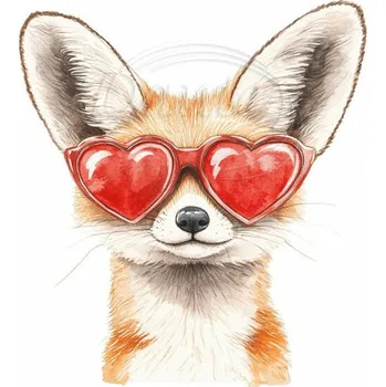 Textilní nažehlovací páska Dante Nažehlovačka Liška a růžové brýle - 11 x 12 cm