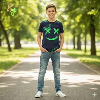 Chlapecké tričko krátký rukáv Kugo FC0379 tmavě modré