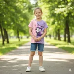 Dívčí tričko krátký rukáv Kugo DC9406 fialové