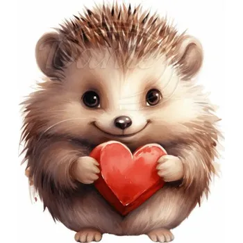 Textilní nažehlovací páska Dante Nažehlovačka Ježeček se srdíčkem - 6 x 6 cm