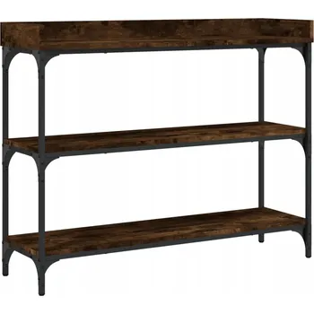 Konferenční stolek Konzolový stolek kouřový dub 100 x 30 x 80 cm s kovovým rámem