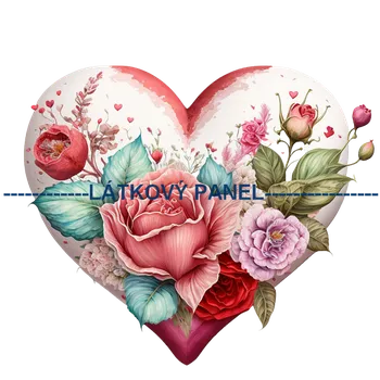 Látkový panel - Srdce květinové - LA-12 Velikost: 30x30cm, Materiál: Teplákovina nepočesaná