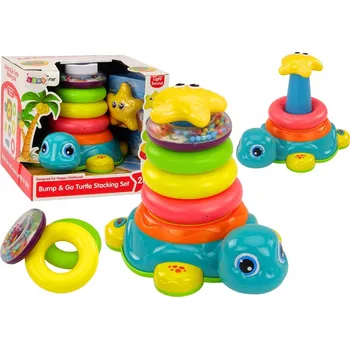 Hračka pro nejmenší EDUKAČNÍ PYRAMIDA JEZDÍCÍ ŽELVIČKA 2V1 SKLÁDAČKA TŘÍDIČ PRO DĚTI