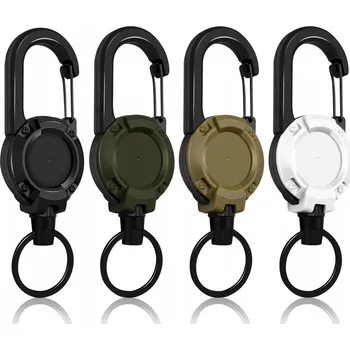 4 ks Naviják s lankem, Karabina na klíče, 60 cm