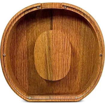 Trezor Dřevěná pokladnička písmeno O 18 cm výška 2,8 cm šířka Průhledná plastová část Dekorativní spořicí pokladna