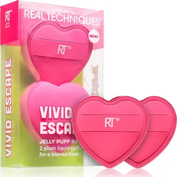 Houbička na make-up Real Techniques Vivid Escape All About that Base Puff Set houbička na make-up 2 ks