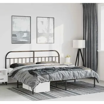 Postel vidaXL Kovový rám postele s čelem 193 x 203 cm [353641] Barva: Černá