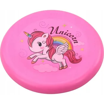 Frisbee LÉTAJÍCÍ FRISBEE JEDNOROŽEC HRAČKA PRO ZRUČNOST RŮŽOVÉ 20 CM