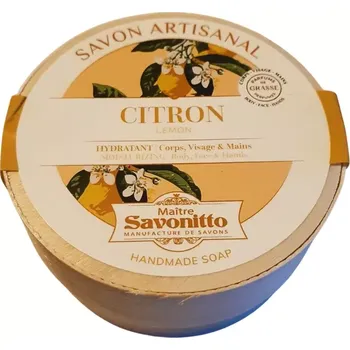 Mýdlo Maître Savonitto Přírodní řemeslné mýdlo v dřevěné krabičce Citrón 100 g