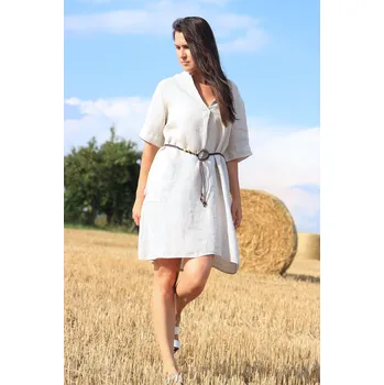 Dámské šaty TopMode Lněné šaty s kapsami 858369