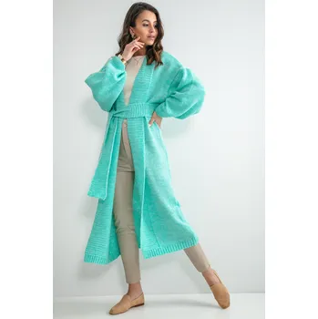 Dámský svetr TopMode Pletený vlněný kabát s páskem 721165