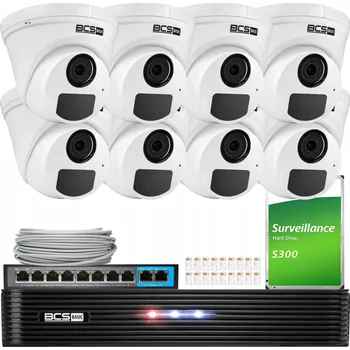 Bezpečnostní kamera Monitorovací sada 8x BCS-B-EIP15FR3(2.0) 5MPx IR 30m PoE 1TB s aplikací