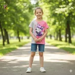 Dívčí tričko krátký rukáv Kugo DC9406 světle růžové