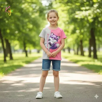 Dívčí tričko krátký rukáv Kugo DC9406 světle růžové