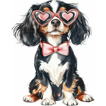 Textilní nažehlovací páska Dante Nažehlovačka Kavalír brýle srdce - 5 x 6 cm