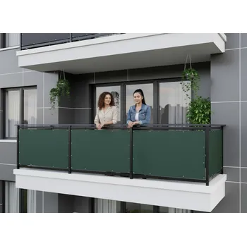 Krycí plachta Balkonová zástěna OSLO zelená, výška 90 cm, šířka 700 cm rozteč 25 cm y MyBestHome Rozměr: 90x700 cm rozteč 25 cm