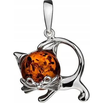 Přívěsek Přívěsek Siju Z224 stříbrná kočka s jantarem