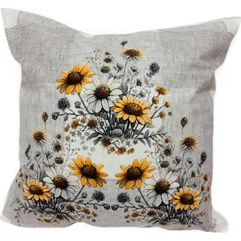 Povlak na polštářek Tegatex Polyesterový povlak na polštář - žlutobílé kopretiny