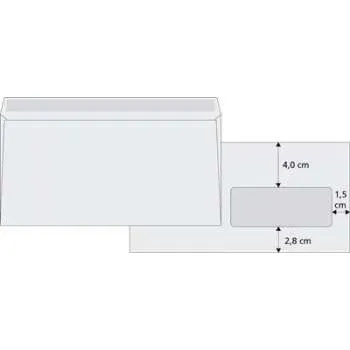 Obálka Obálky DL - s vnitřním tiskem a okénkem vpravo, navlhčovací, 1 000 ks