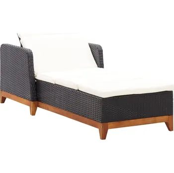 Zahradní lehátko Zahradní lehátko polyratan a masivní akáciové dřevo černé - 8719883785226