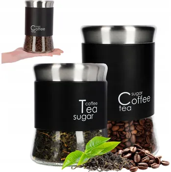 Dóza na potraviny KADAX SKLENĚNÁ NÁDOBA NA KÁVA, ČAJ A CUKR 2ks