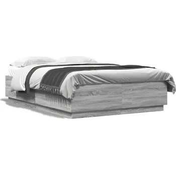 Postel Rám postele 203x123x40 cm šedý dub sonoma, dřevotříska