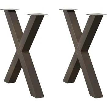 Jídelní stůl Nohy k jídelnímu stolu ve tvaru X, 2 ks, přírodní ocel, 80 x (72-73) cm, ocel - 8721158316431