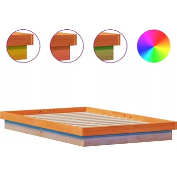 Postel Rám postele s RGB LED osvětlením 194 x 123,5 x 21 cm voskovaná hnědá borovice