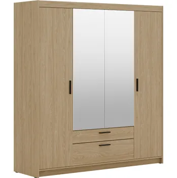 Šatní skříň Skříň se zrcadlem 4D 2S olejovaný dub, 176 x 191 cm