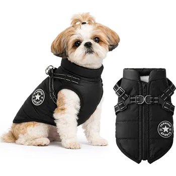 Obleček pro psa TEPLÁ BUNDA S POPRUHY PRO PSA NA PODZIM ZIMU VESTA OBLEČEK L REFLEXNÍ