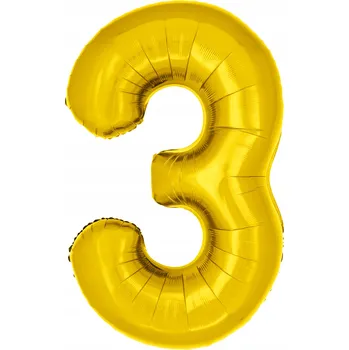 Balónek Fóliový balónek číslice 3 zlatý 100cm - PartyBee