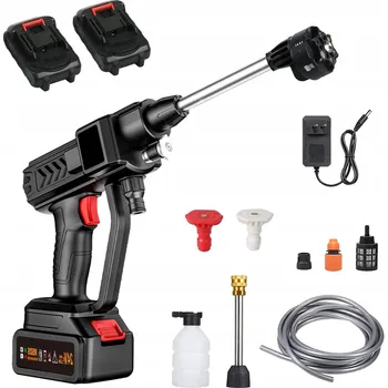 Vysokotlaký čistič Akumulátorová tlaková myčka 100 bar 500 W 21 V + 2 baterie pro auto a zahradu