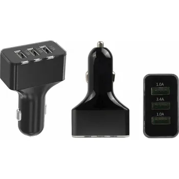 USB hub Zástrčka zapalovače s výstupem 3 x USB 3,4A Max. Rychlonabíječka