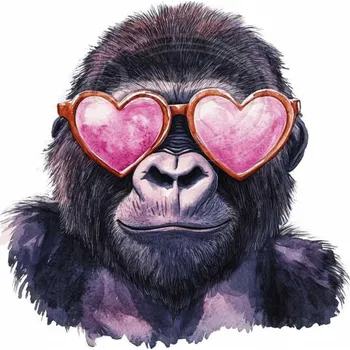 Textilní nažehlovací páska Dante Nažehlovačka Gorila a růžové brýle - 6 x 6 cm