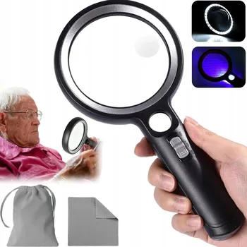 Lupa SKLO PRO ČTENÍ, ZVĚTŠENÍ 10X 20X 45X PODSVÍCENÉ