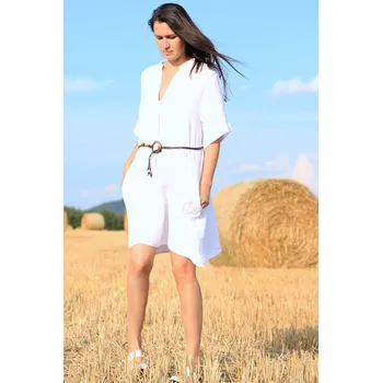 Dámské šaty TopMode Lněné šaty s kapsami 858368