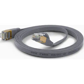 Síťový kabel Wantec flates CAT6A FTP Patch Cable - 0,5 m - Cat6a - F/UTP (FTP) - RJ- 45 - RJ- 45 - šedý (7074)