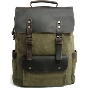 Městský batoh TopMode Městský vintage plátěný batoh s koženými detaily 439558